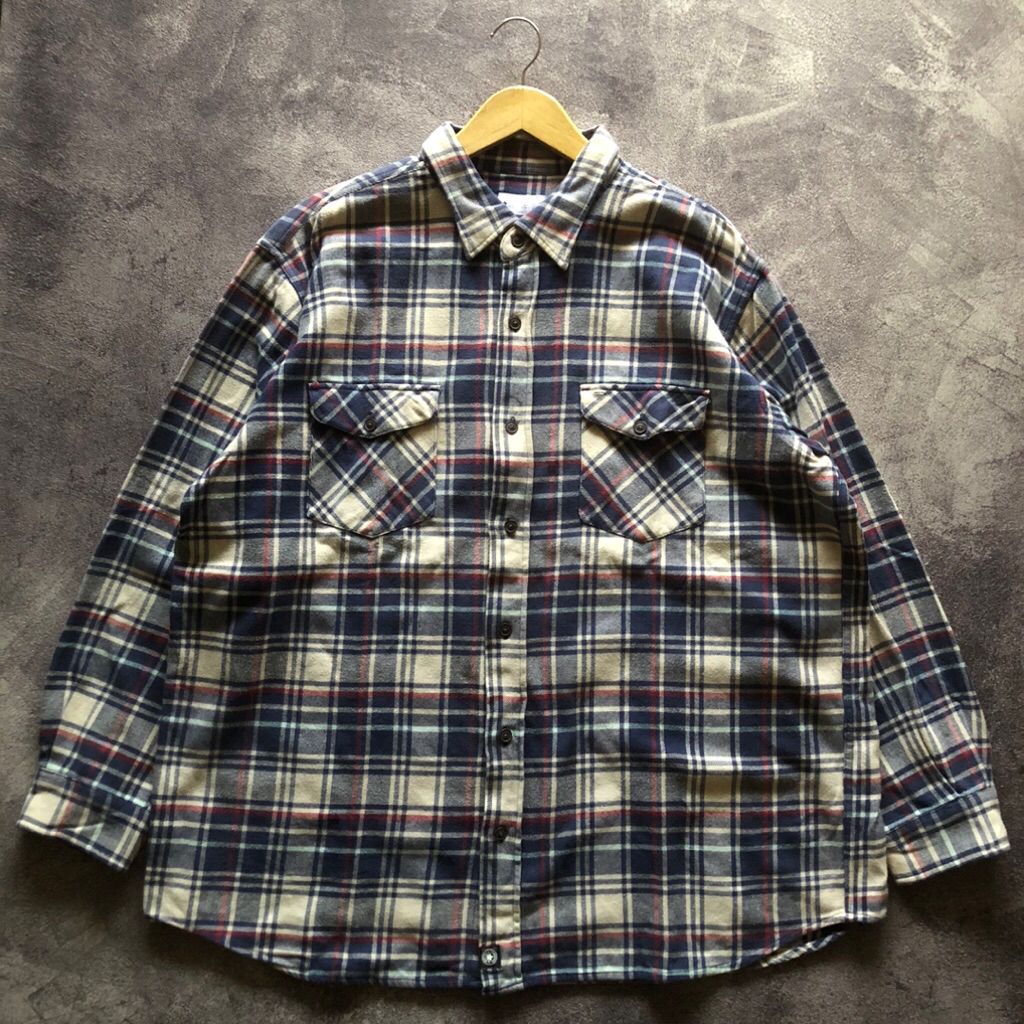 Outer Flannel C*NV*RS* E Second Big Size JUMBO Size 4L fit XXL,Bahan Tebal,Flanel biru second flanel