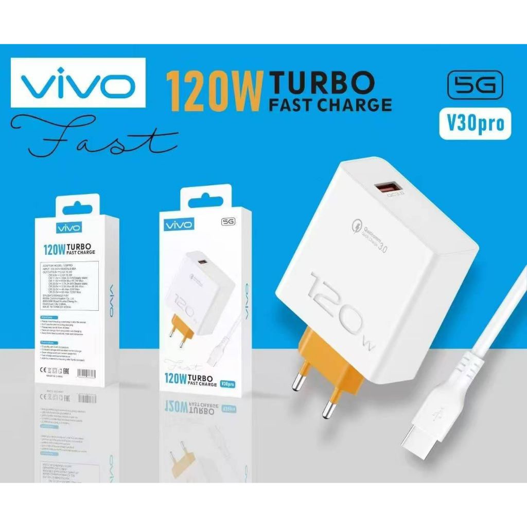 RJB Charger Vivo 5G 120W V30pro Turbo Fast Charging Type - C / Micro Usb