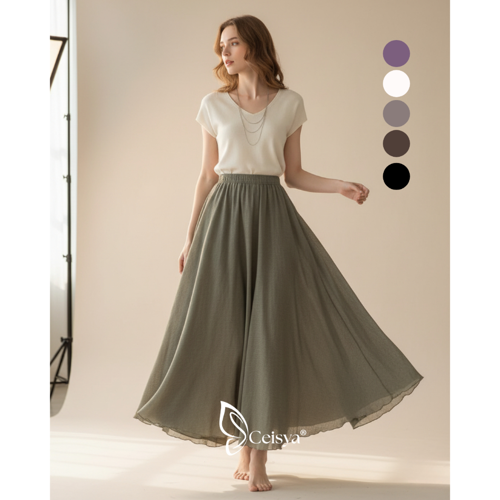 FLOWY SKIRT ROSELINEN PREMIUM (ROK A LINE)
