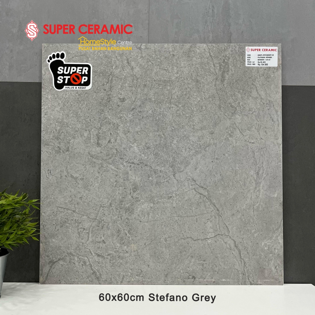 PLATINUM 60x60 Keramik Lantai Dinding ANTI SLIP - STEFANO GREY / STEFANO DARK GREY