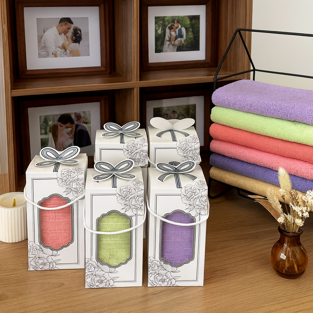 Souvenir Handuk 34x80 + Bordir Nama / Gift Box / Souvenir Pernikahan / Hampers Bayi Kado Lahiran Bab