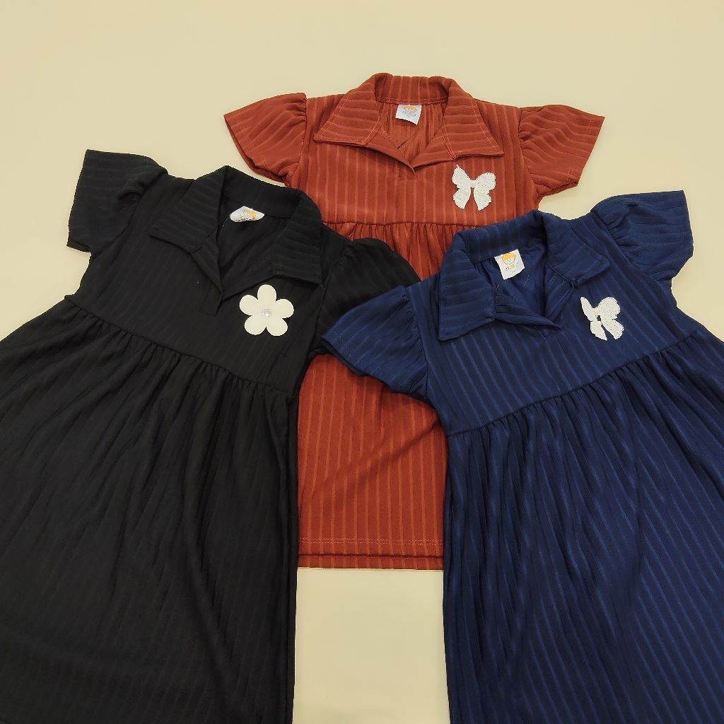 LEMONE Dress Anak Lemone Knit Lengan Pendek Pita 116079