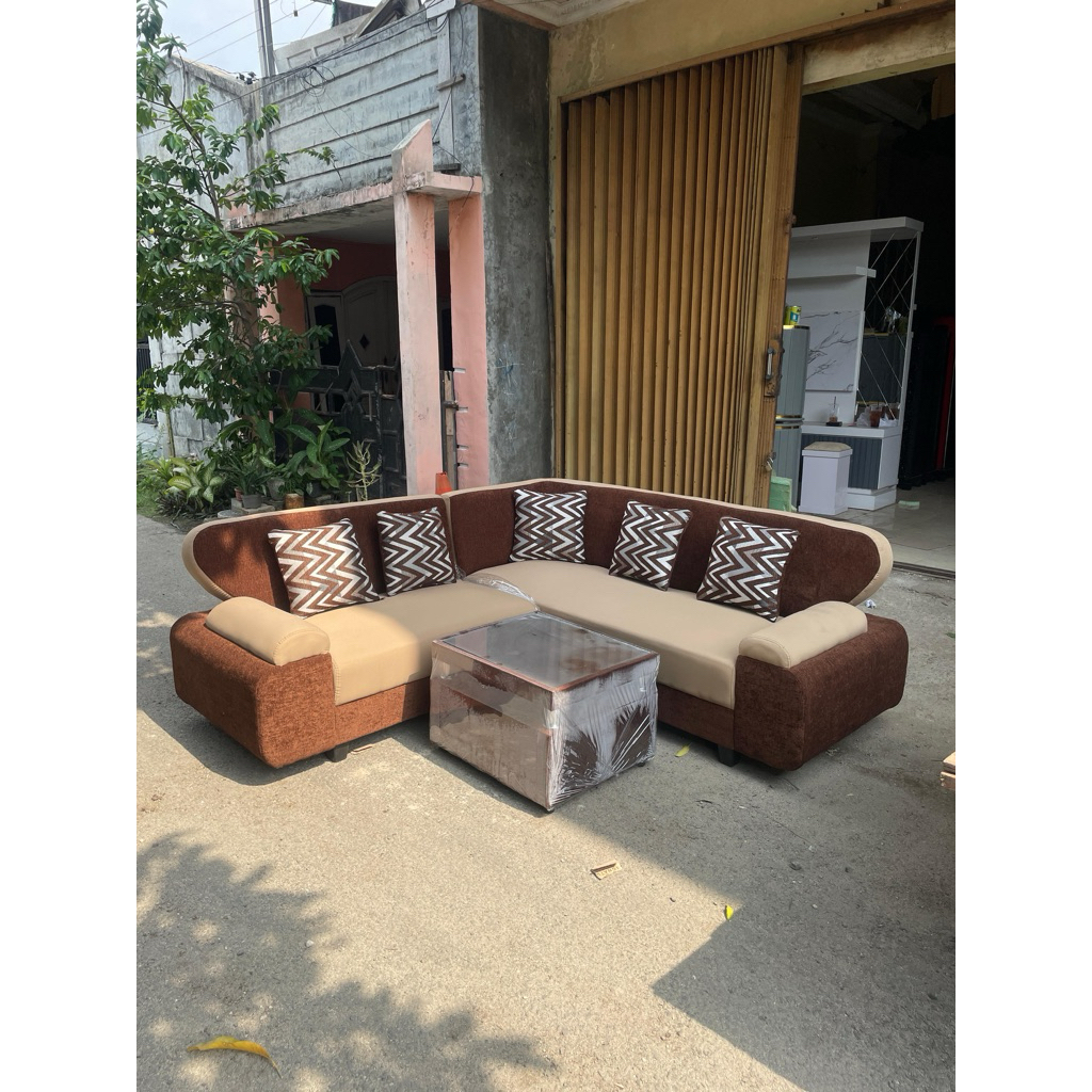 Sofa L kupu - kupu Full busa / SOFA RUANG TAMU