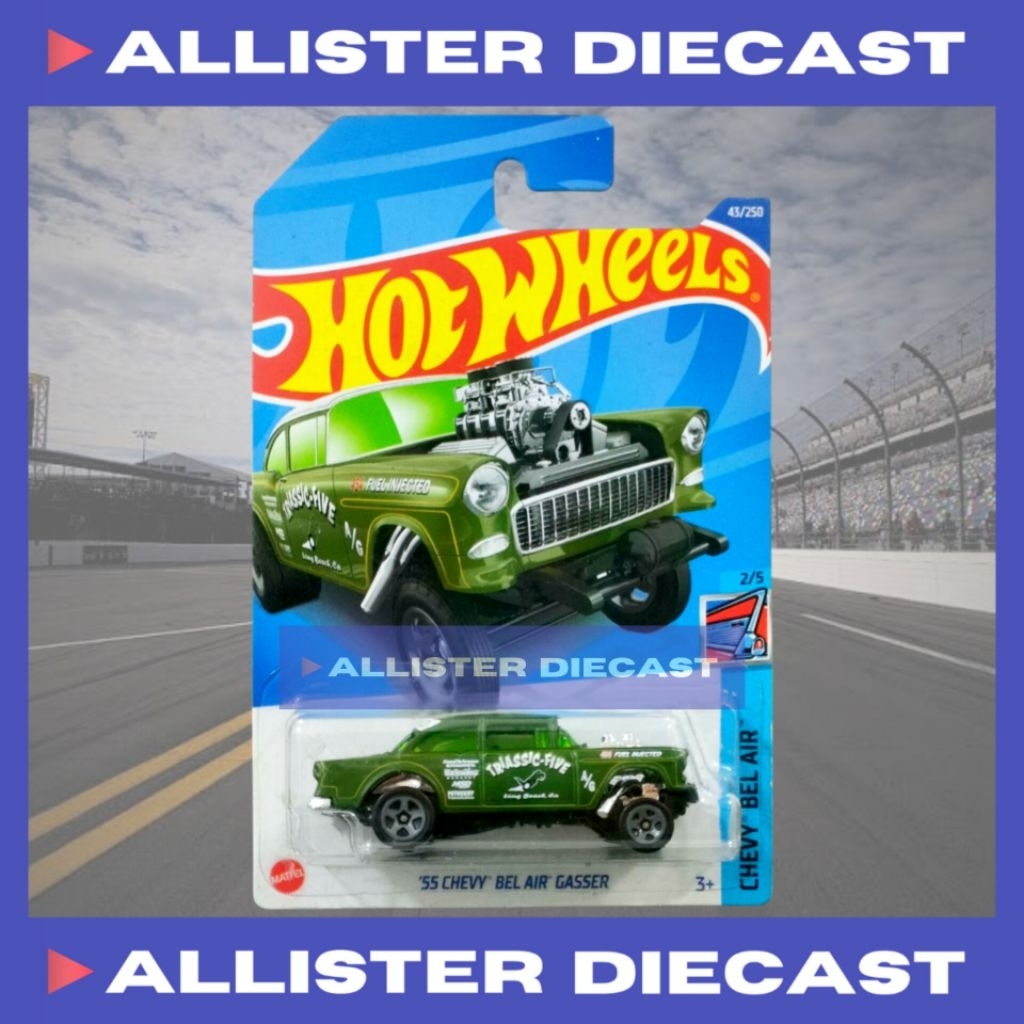 Hot Wheels 55 Chevy Bel Air Gasser Hijau Hotwheels 55 Chevy Bel Air Gasser Green HW Chevy Bel Air