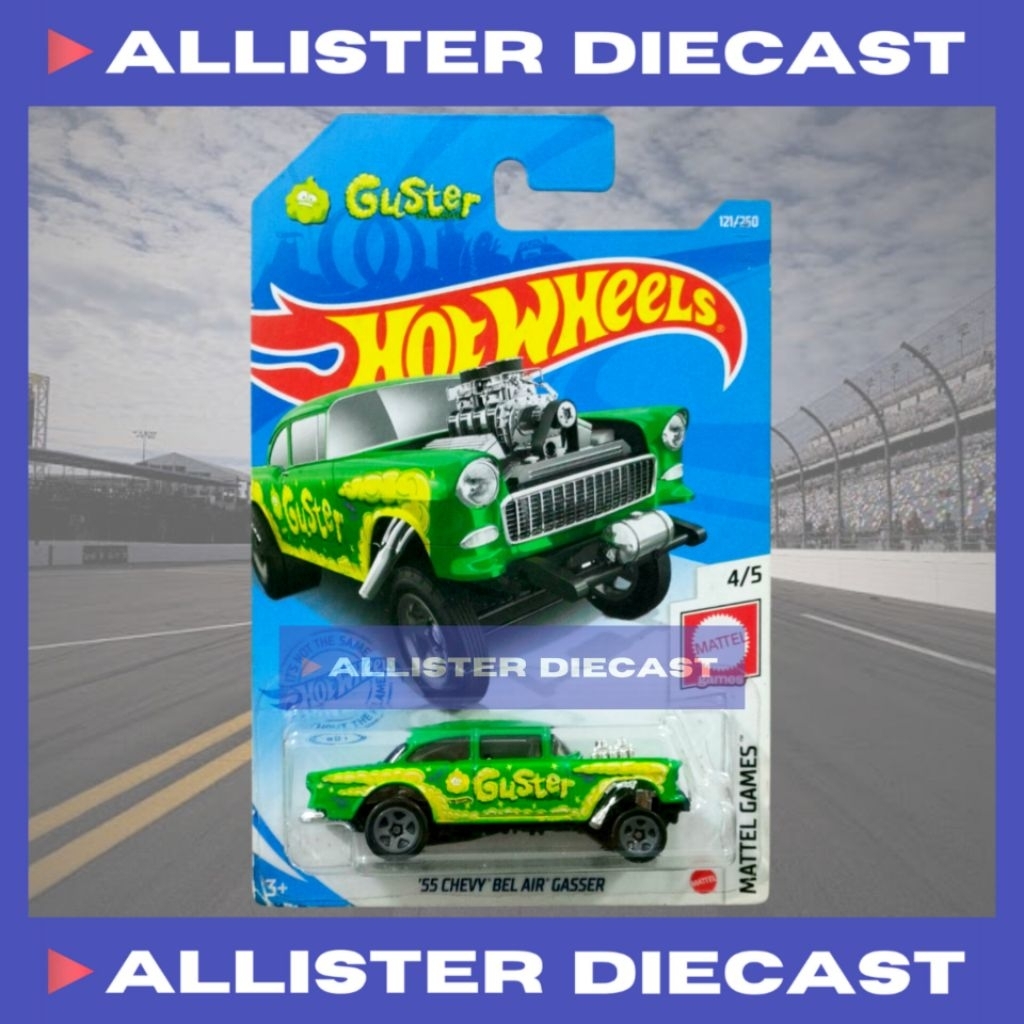 Hot Wheels 55 Chevy Bel Air Gasser Hijau Hotwheels 55 Chevy Bel Air Gasser Green HW Mattel Games Hot