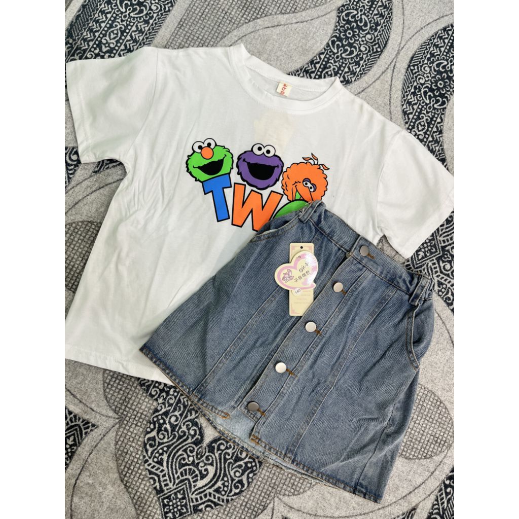 one set anak  rok jeans import