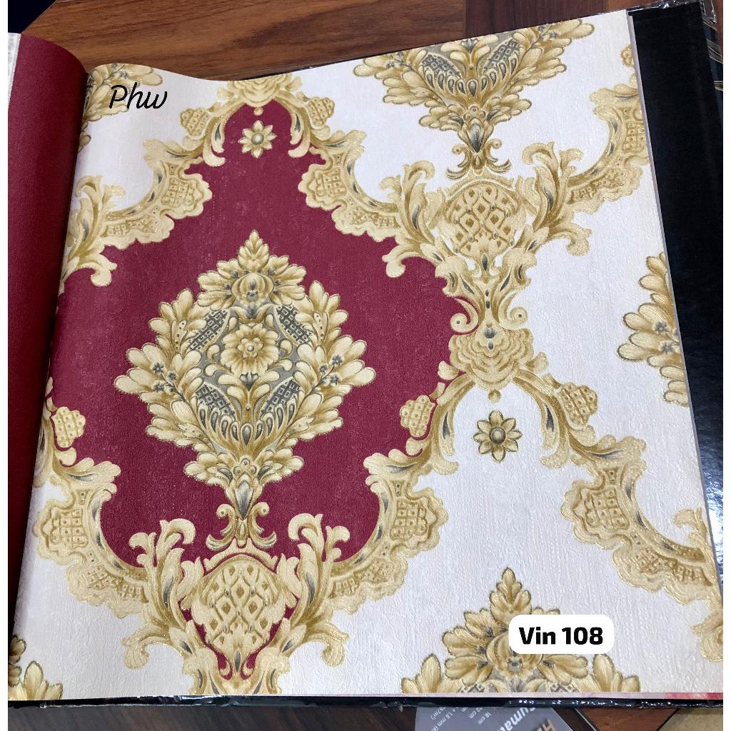 WALLPAPER DINDING KLASIK GOLD HITAM MERAH EROPA MEWAH VINCENZO