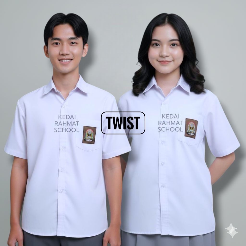 Baju Seragam Sekolah SMA SMK Pendek Bahan Sunwash Twist Licin Merk Martin Jumbo Big Size