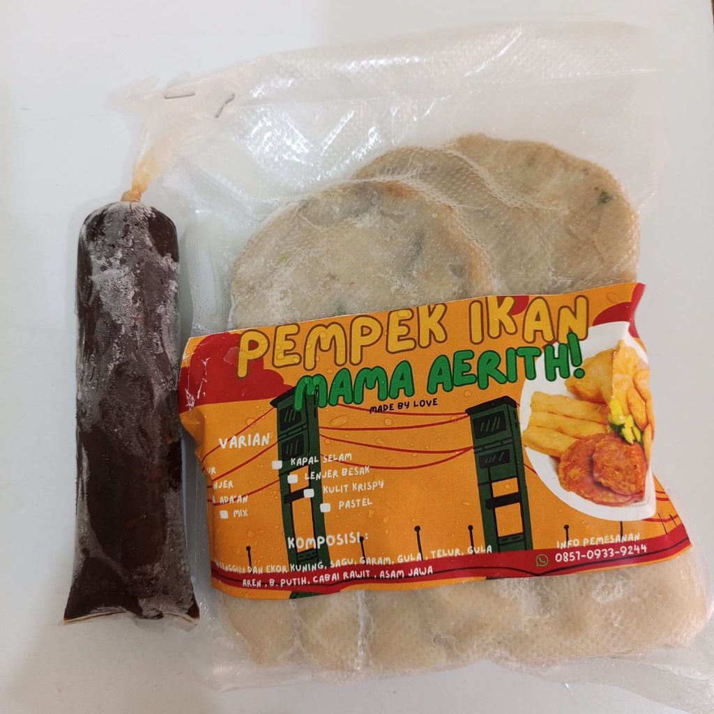 Pempek Ikan Premium/Ikan Tenggiri Mix Ikan Ekor Kuning/isi 10/berat 450-500gr/sudah dengan cuka/khas