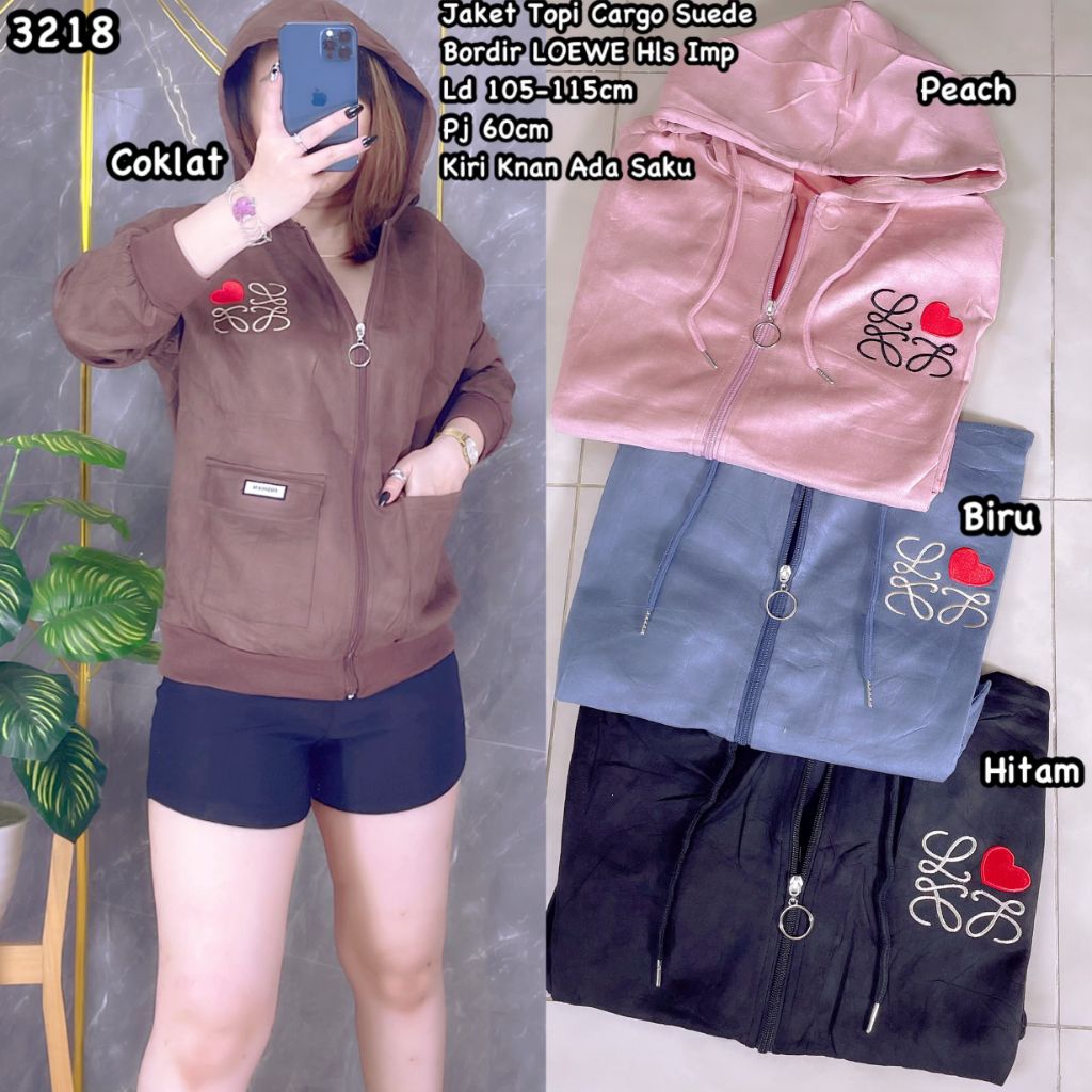3218 Jaket Topi Suede Cargo LoveLoewe  Imp