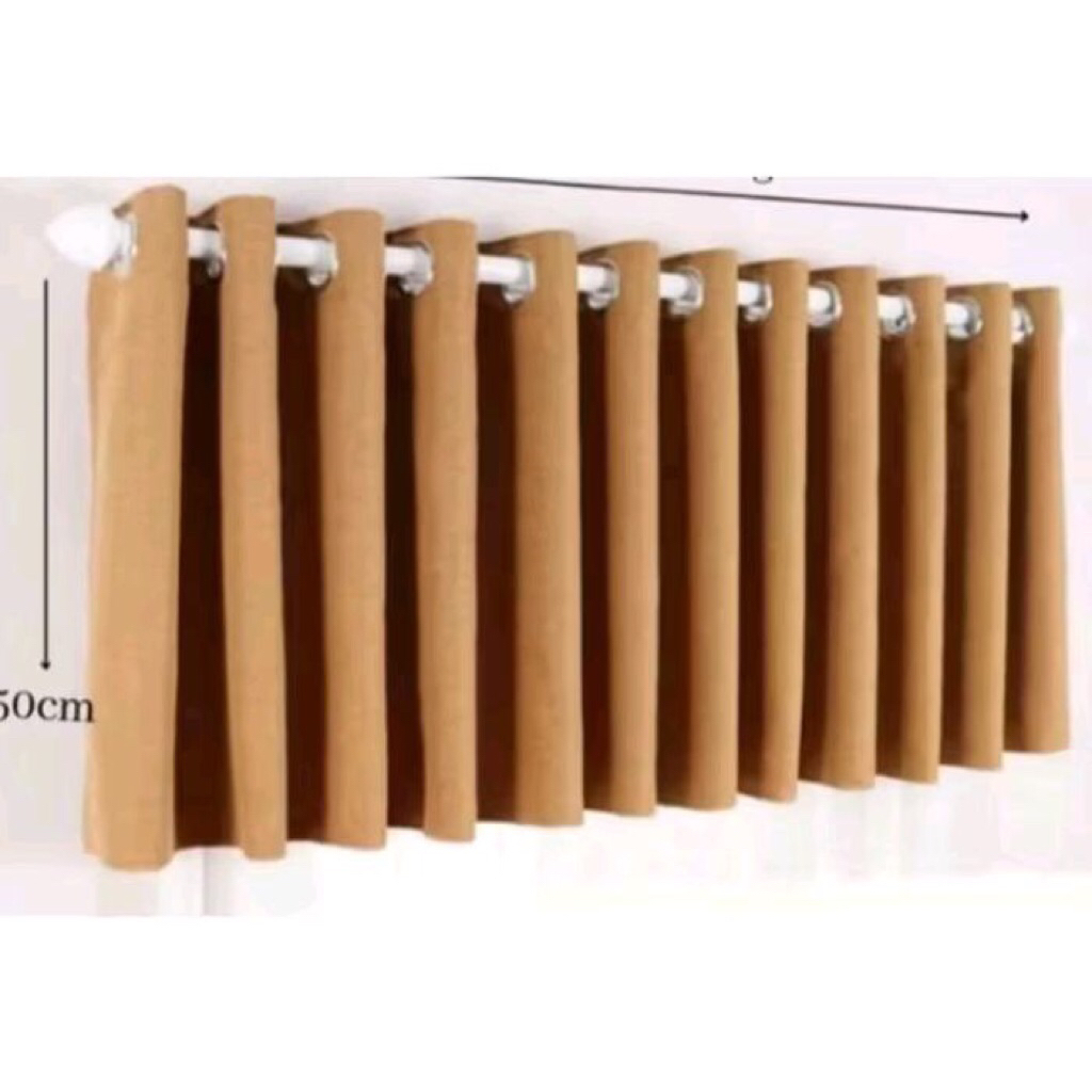 Safron Gorden Poni Atas Pintu Polos Premium 50cm - Gorden Blackout Pisah Untuk Pintu Anda