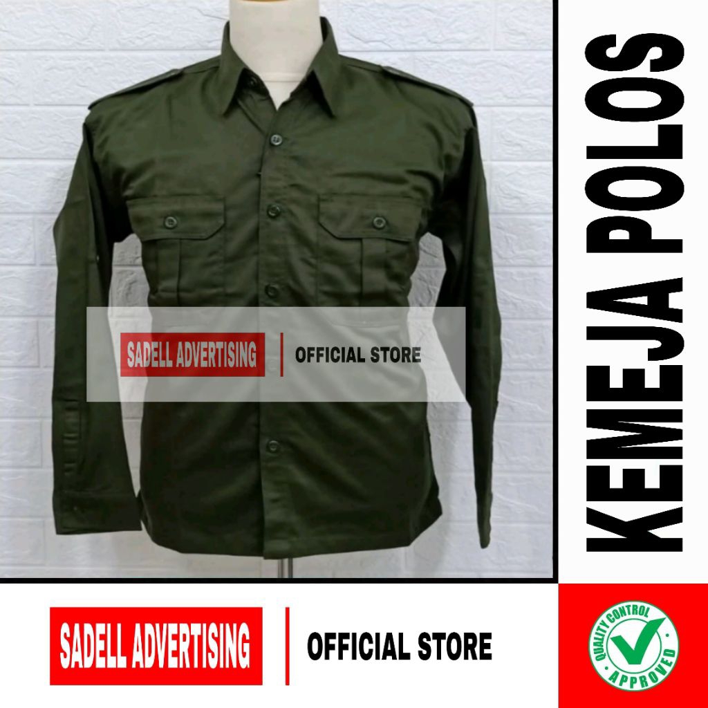 Kemeja Polos Seragam Polos Baju Polos Hijau Army PDH Lengan Panjang Pria