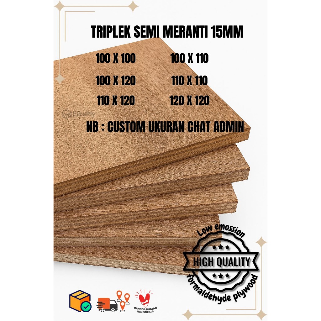 Triplek custom semi meranti 15mm plywood mutiplek halus 2 sisi