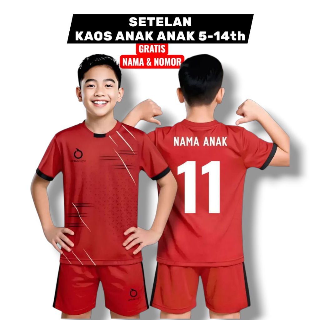 BAJU BOLA ANAK-ANAK / SETELAN KAOS BOLA ANAK-ANAK GRATIS SABLON NAMA NOMOR