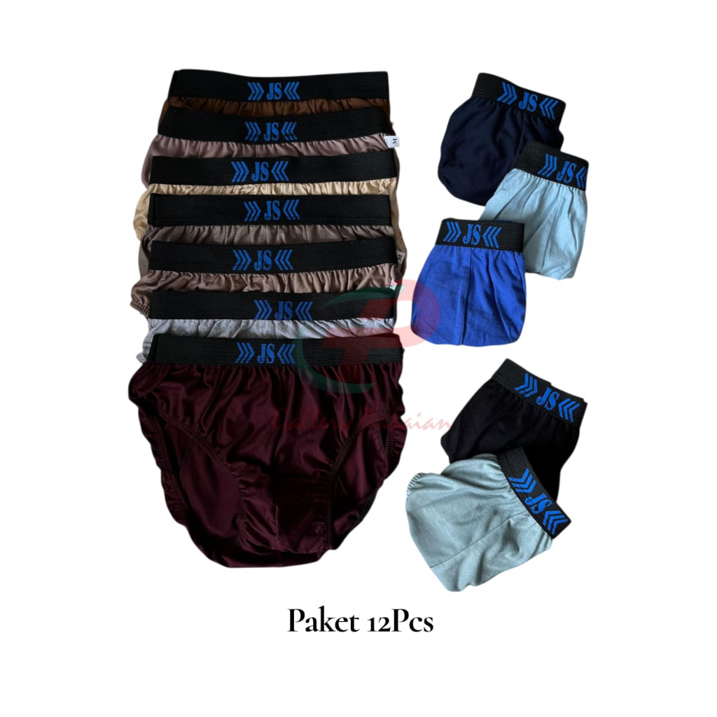 12 PCS CELANA DALAM PRIA DEWASA JS polos size S.M.L.XL selempak pria dewasa sempak cowok lusinan mat