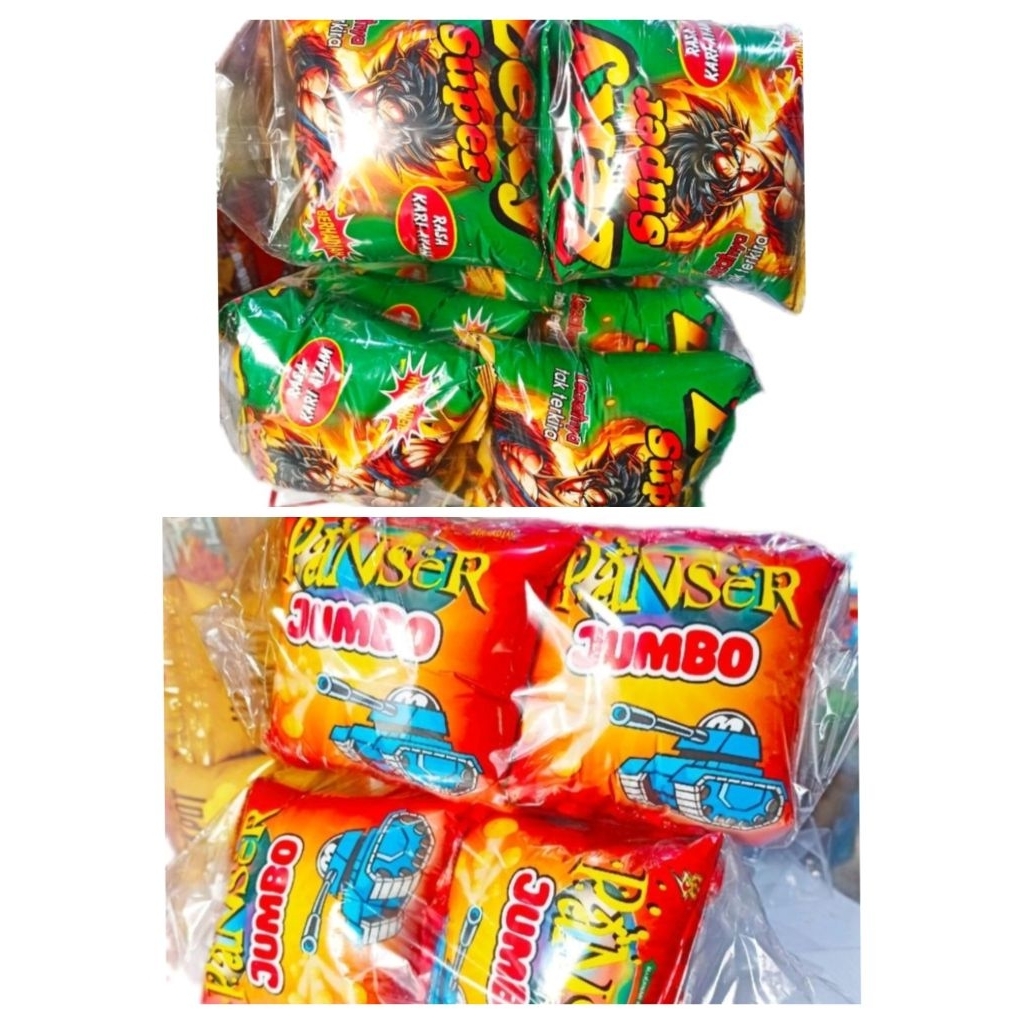 1 Renceng Chiki Panser Jumbo & Chiki Zeky (isi 10 bungkus),  Chiki Berhadiah, Chiki viral , makanan