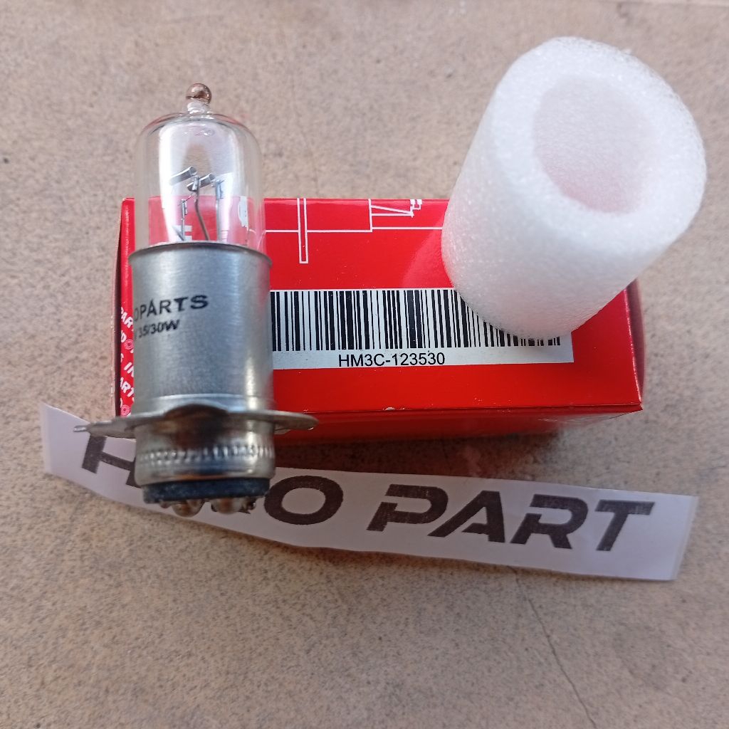 Original Bohlam Indoparts Halogen HM3C-123530 – Lampu Depan Motor supra lama 12V - 35/30W K3 Kaki 3 