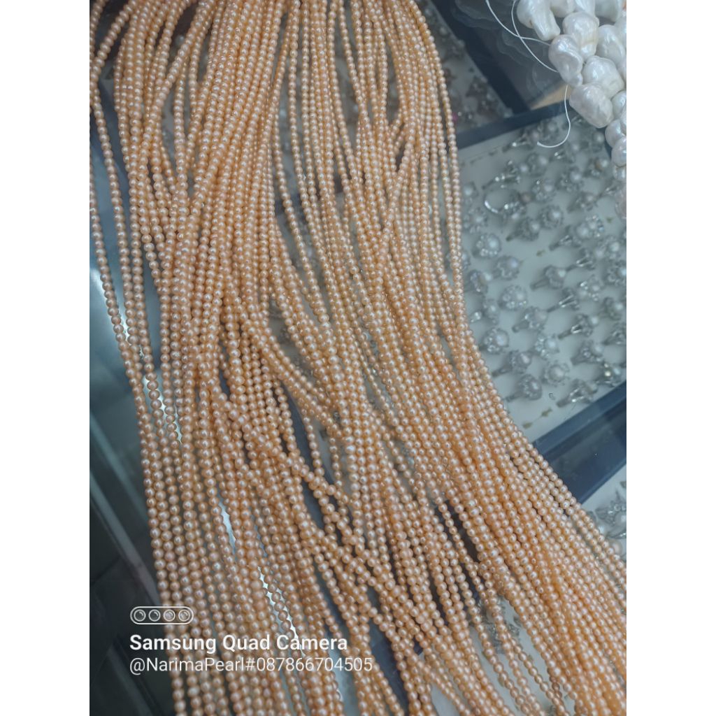 kalung untai mutiara air tawar Super 2,5mm