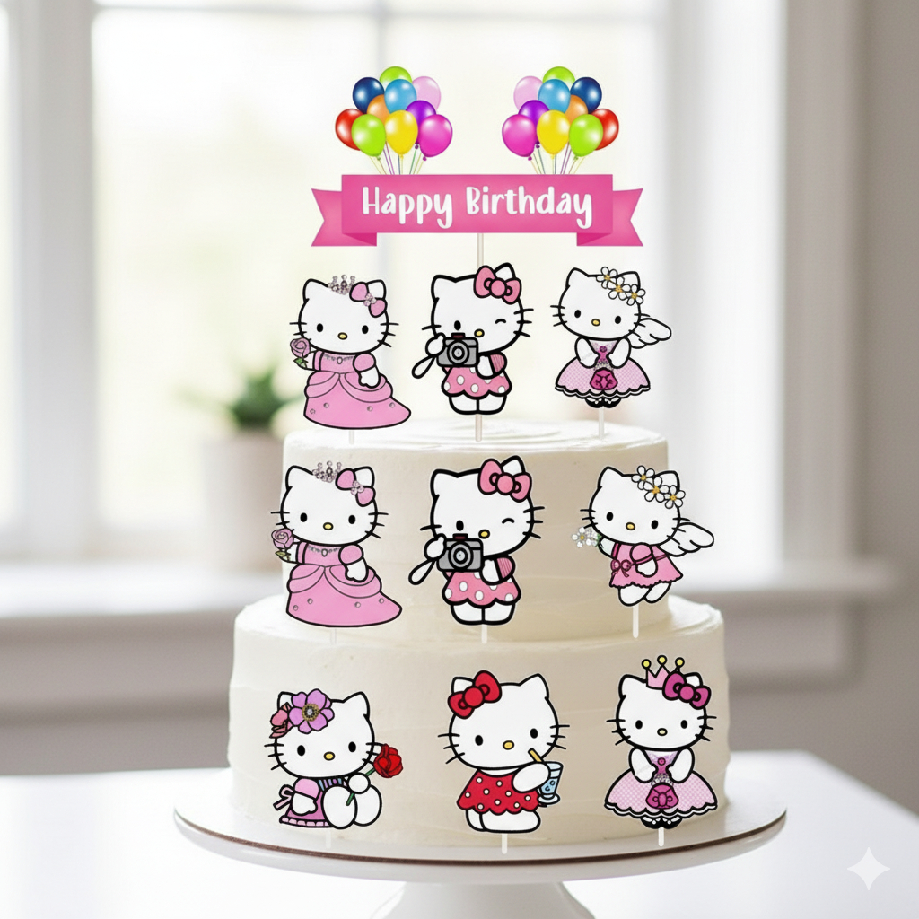 HIASAN KUE HELLO KITTY TOPPER CAKE ULANG TAHUN