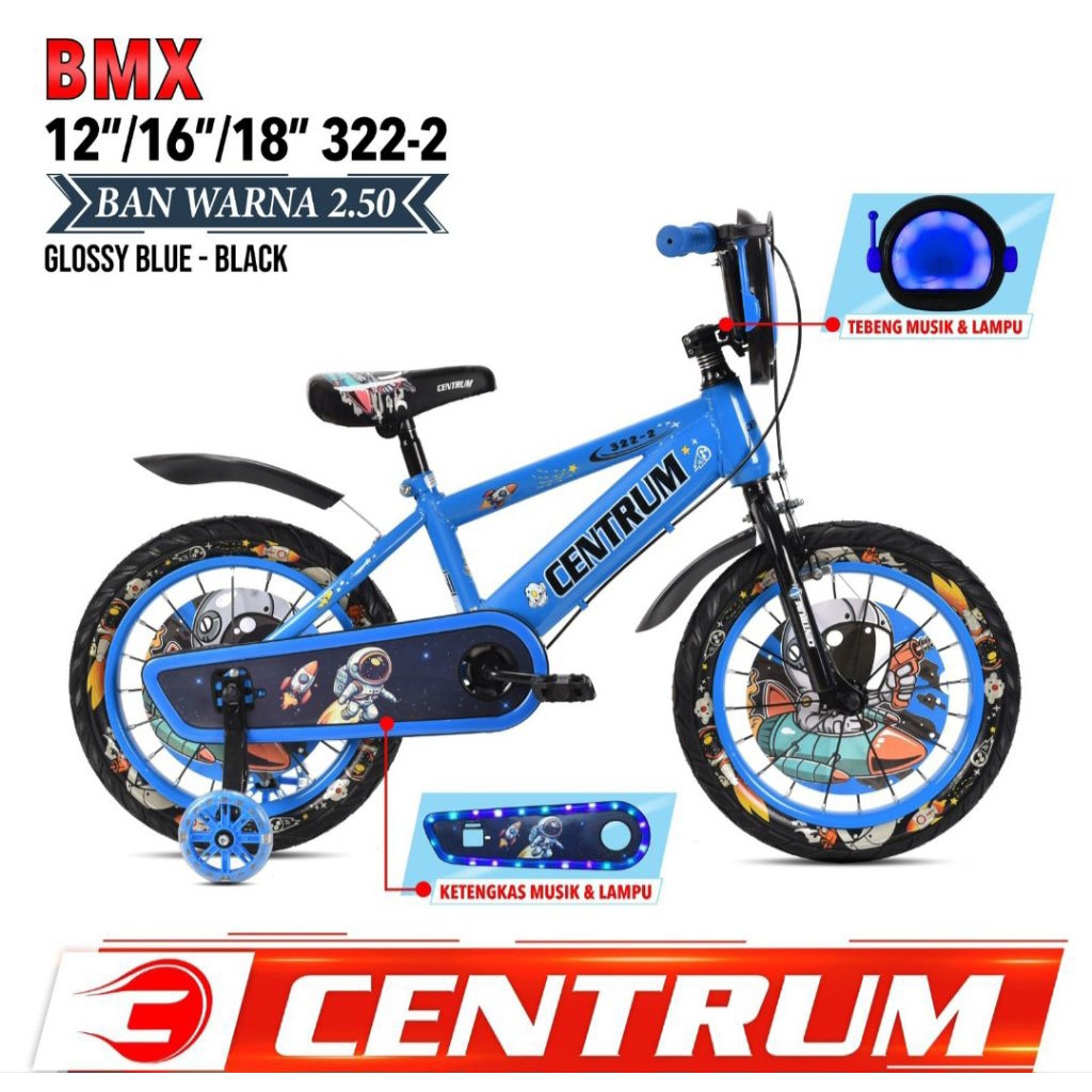 SEPEDA ANAK BMX CENTRUM (BY PACIFIC) 18" BAN JUMBO MUSIK LAMPU