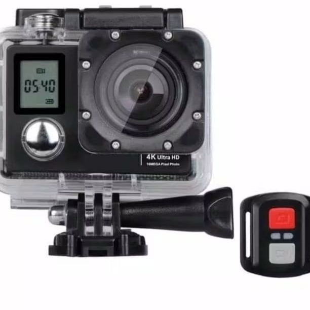 Sport Camera 4K Dual Screen Action Cam Helm Motor Vlog PLUS REMOTE KAMERA