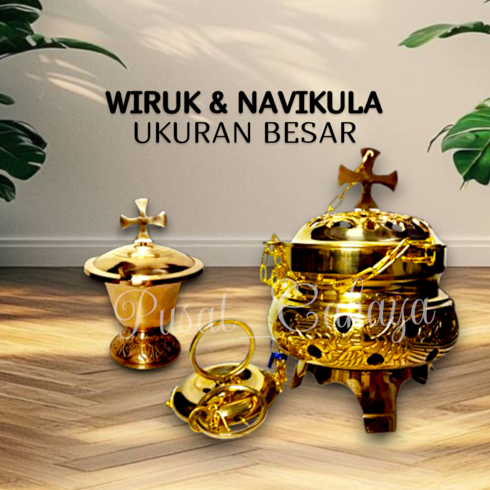 Wiruk dan Navikula Katolik Ukuran Besar Kuningan 1 Set