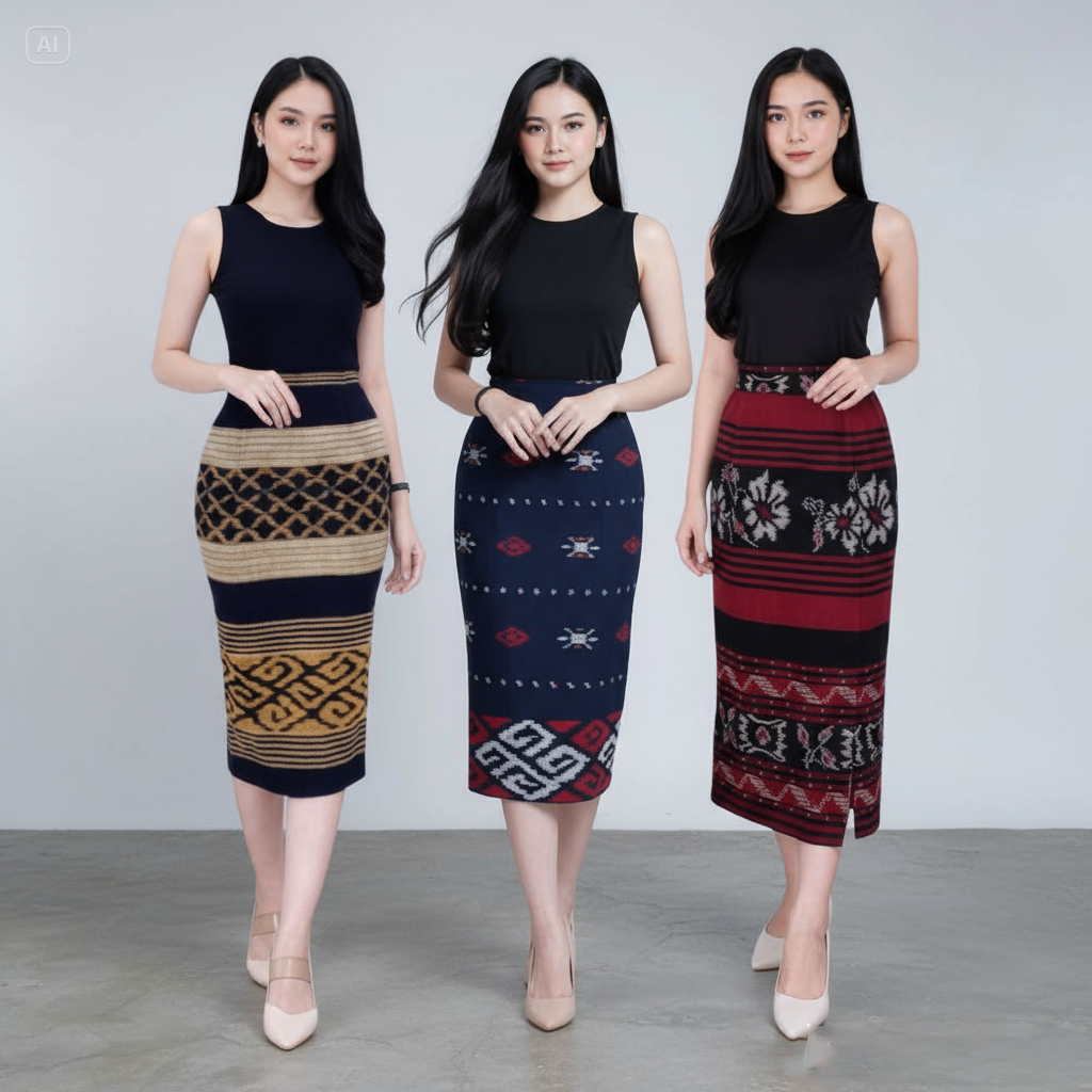Rok Span Tenun Wanita 7/8 Bawahan Wanita Belah Samping Rok batik Tenun Socket