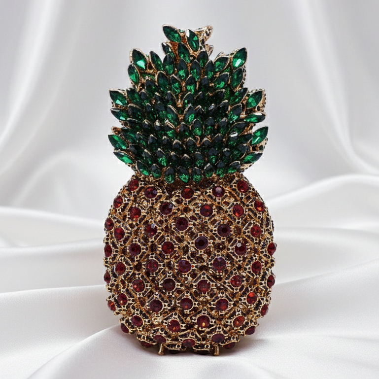 Waiwai Tas Pesta Crystal Wanita Mewah Unik Pineapple