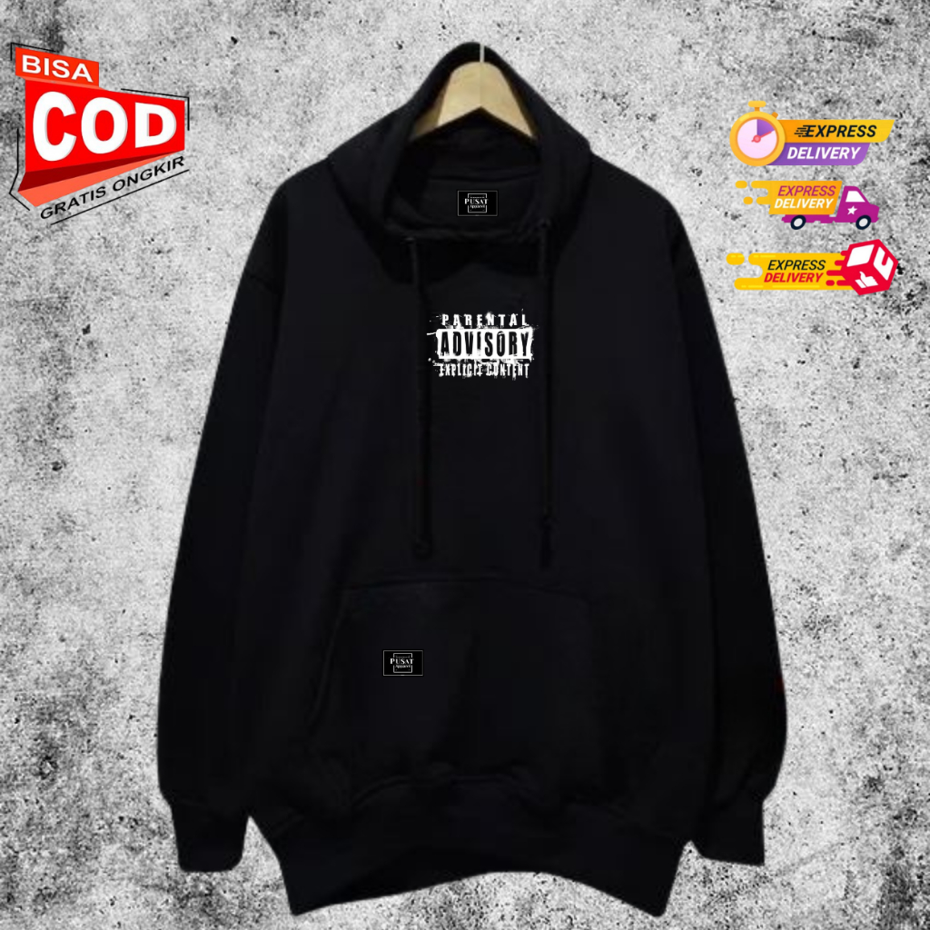 Jacket Sweater Unisex COD Pria Wanita Distro Locak Bandung Terbaru Terlaris Warna Hitam List ADVISOR