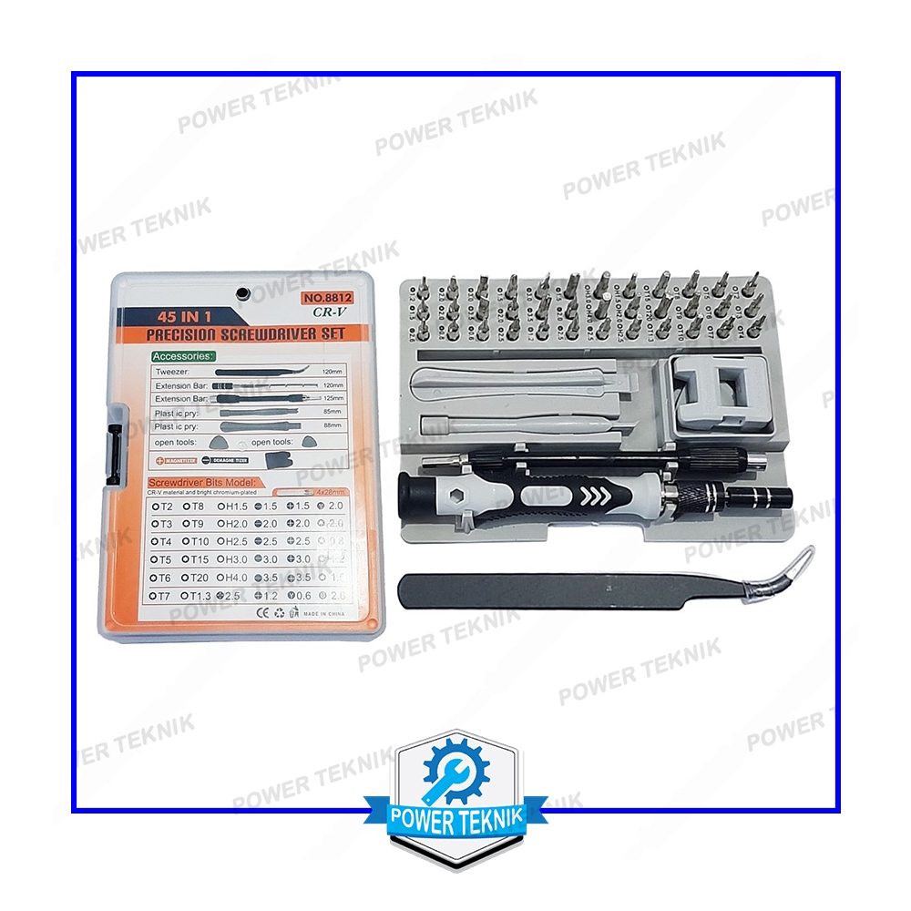 Obeng Set 45 in 1 Baja Magnetic BRANO 45 pcs Obeng Reparasi Hp Komputer Kamera