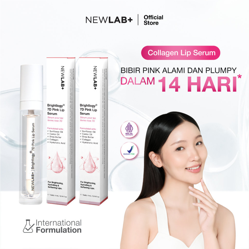 NEWLAB Paket 2 Botol Brightlogy Pink Lip Serum | Lip Care untuk Bibir Gelap | Serum Bibir Mencerahka