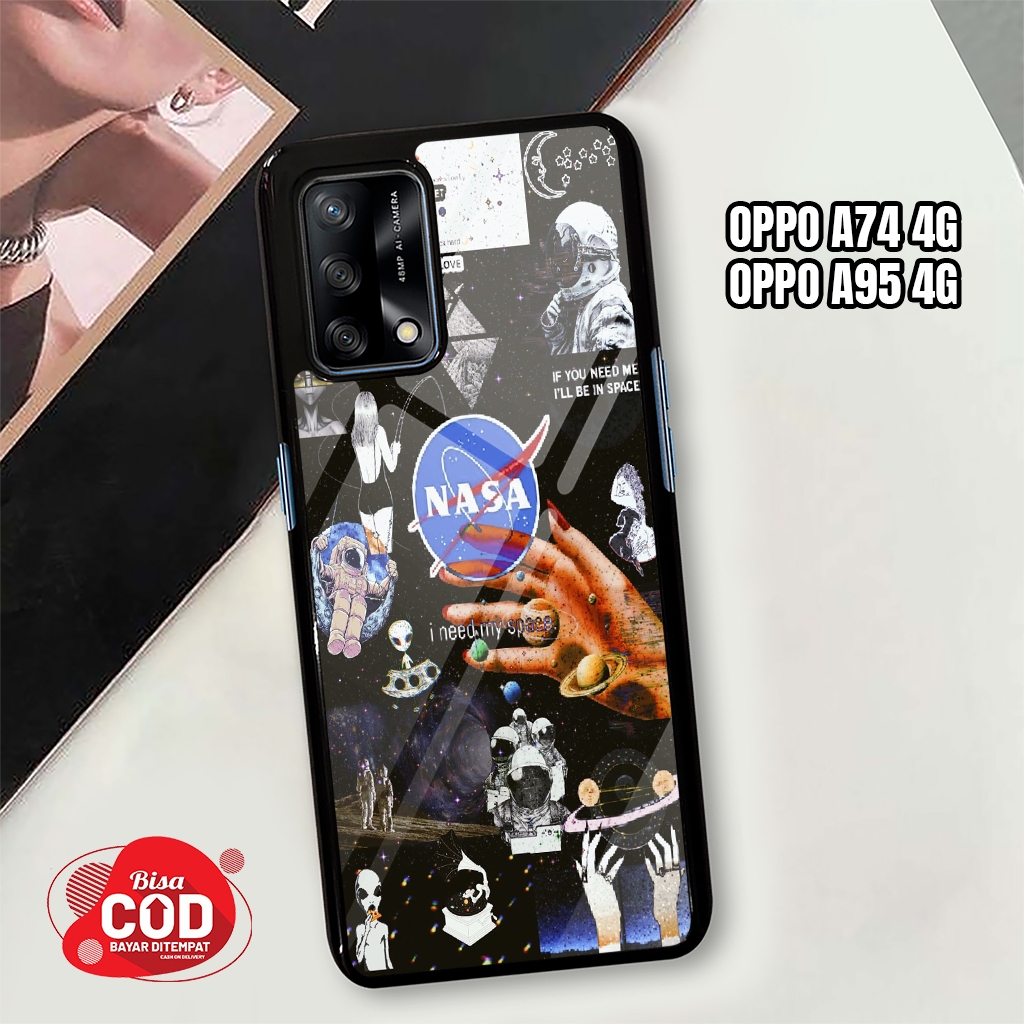 Case Glossy Oppo A74 A95 Casing Kilau Pelindung Hp Motif NASA DESIGN PREMIUM