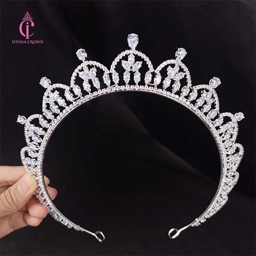 Turkey Zircon Crown -  Mahkota Pengantin Mini Murah Zirkon Aurel Panjang Sampe Telinga - Wedding Cro