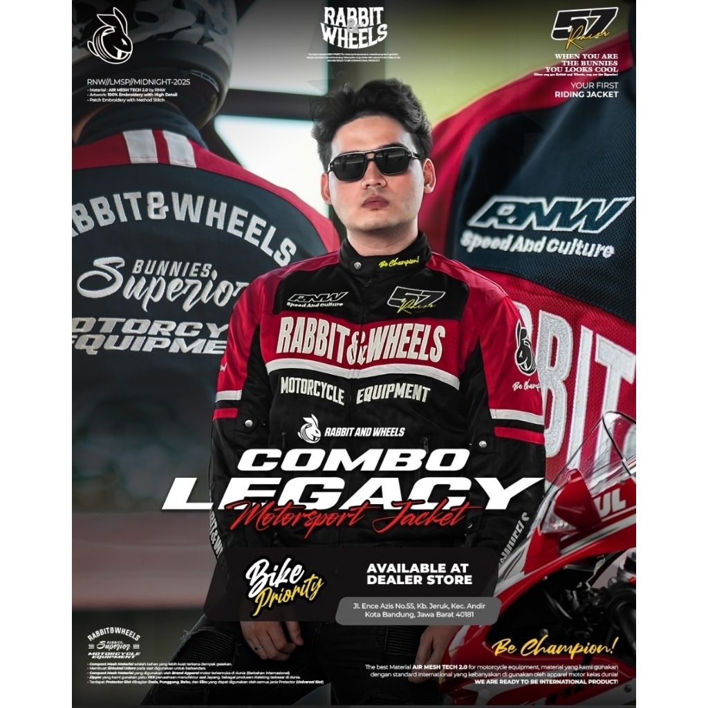 Rabbit And Wheels Combo Legacy Red Motosport Jacket
