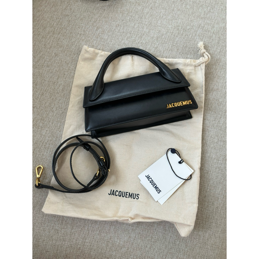 Preloved Original Jacquemus Le Chiquito Smooth Long Bag Black Ghw