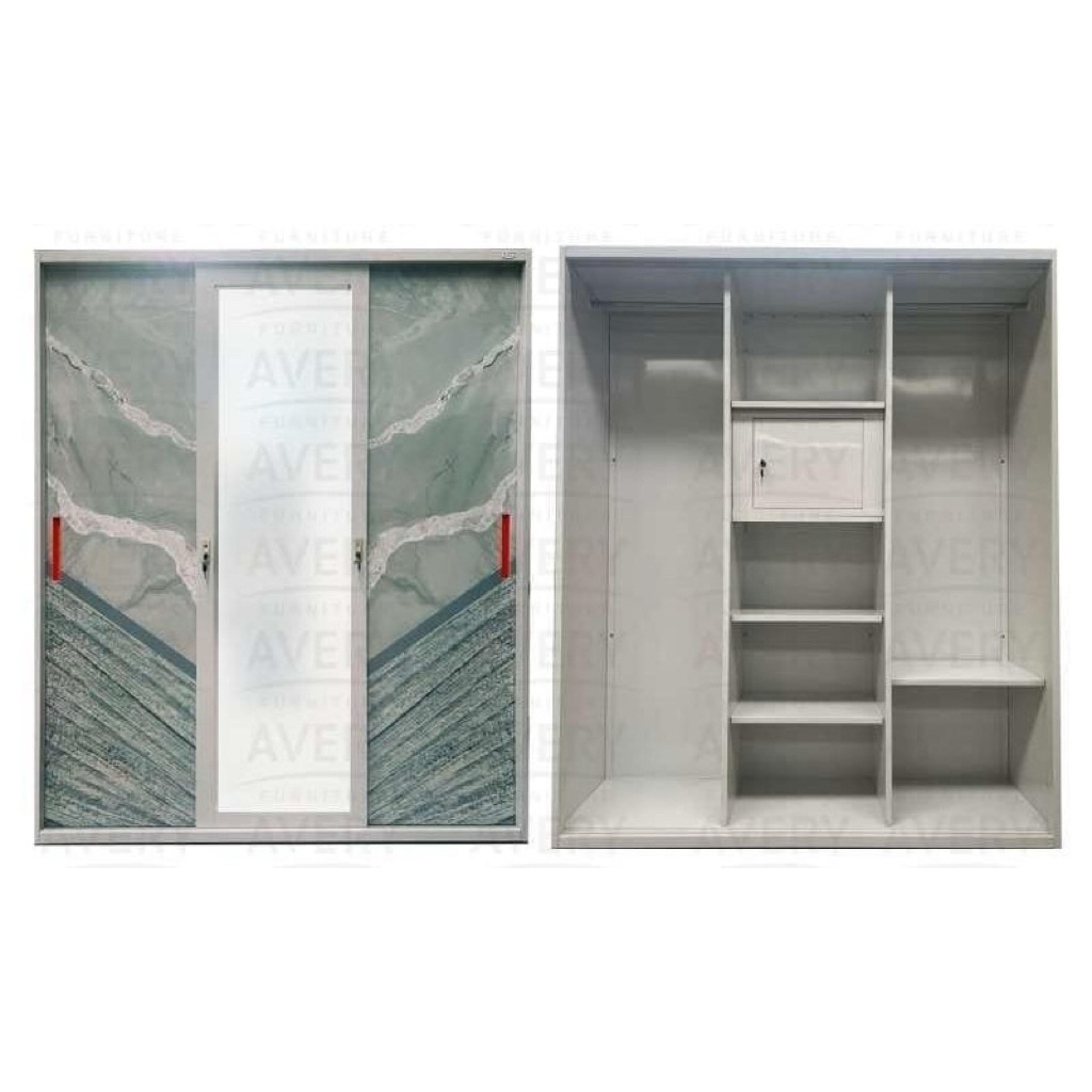 LEMARI BESI 3 PINTU SLIDING AVERY