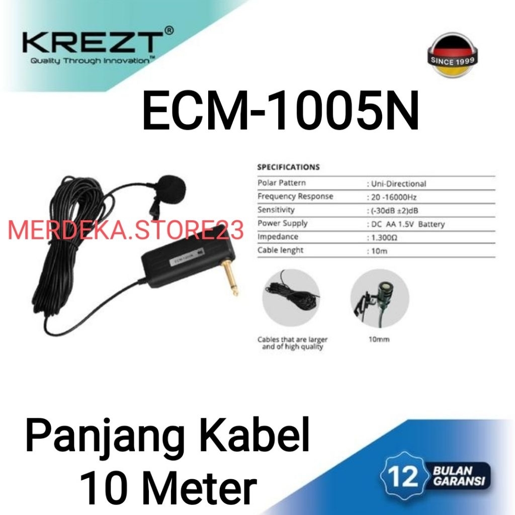 NEW Mic Kabel / Microphone Cable KREZT ECM1005N | Electret Mic Kabel Panjang 10 Meter | Kondensor | 