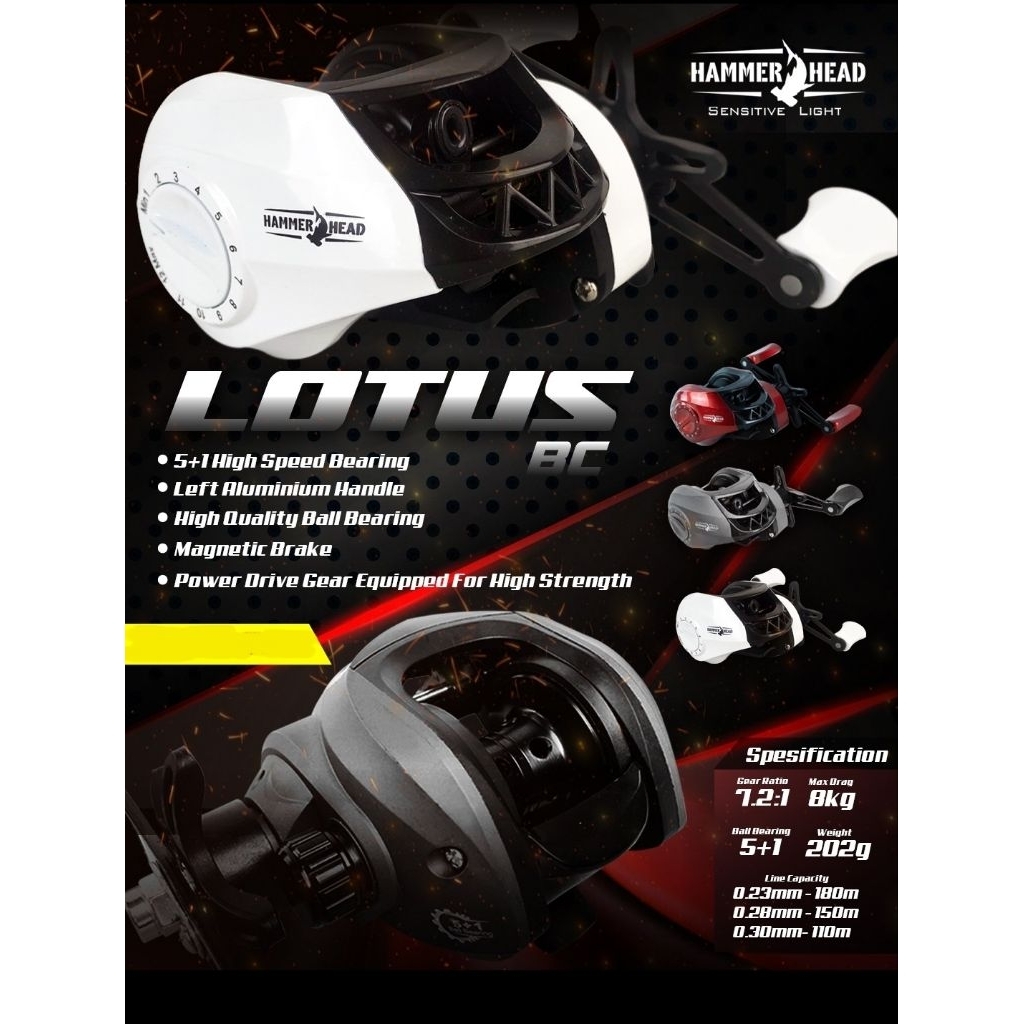Reel BC Hammerhead Lotus 5+1 BB Handle Kiri