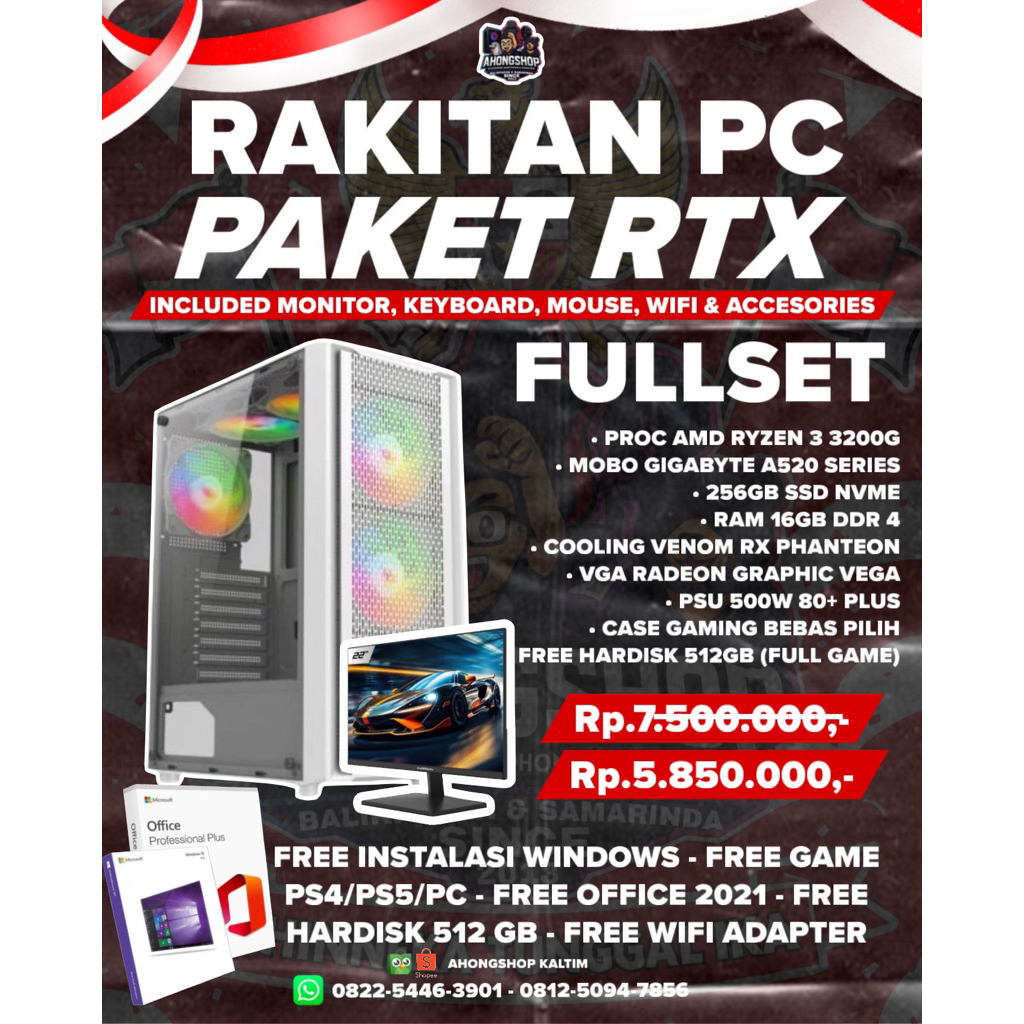 rakitan pc fullset rtx ryzen