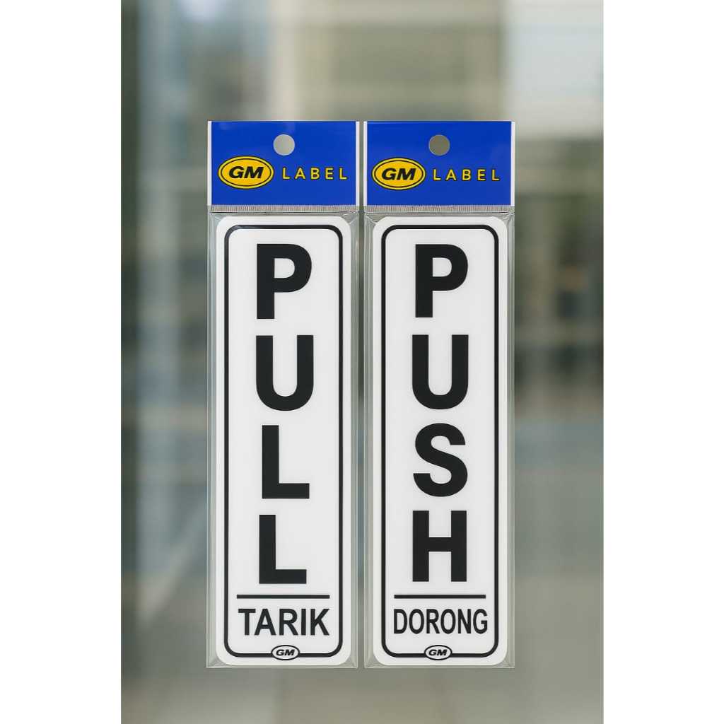 Label sign PULL / PUSH GM - Label akrilik tempel pintu pull push