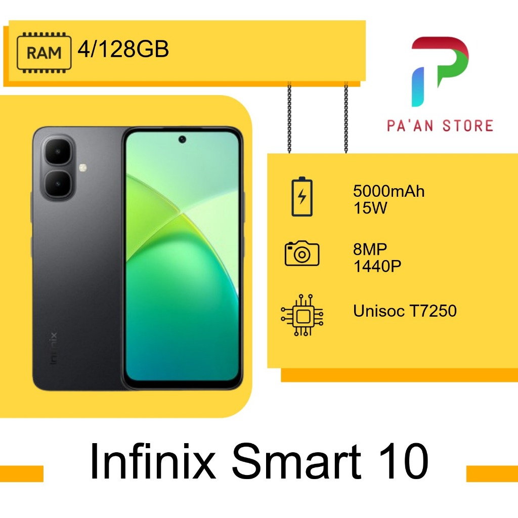 INFINIX SMART 10 RAM 4/64GB, 4/128GB - GARANSI RESMI - FREE AKSESORIS - HANDPHONE - SMARTPHONE