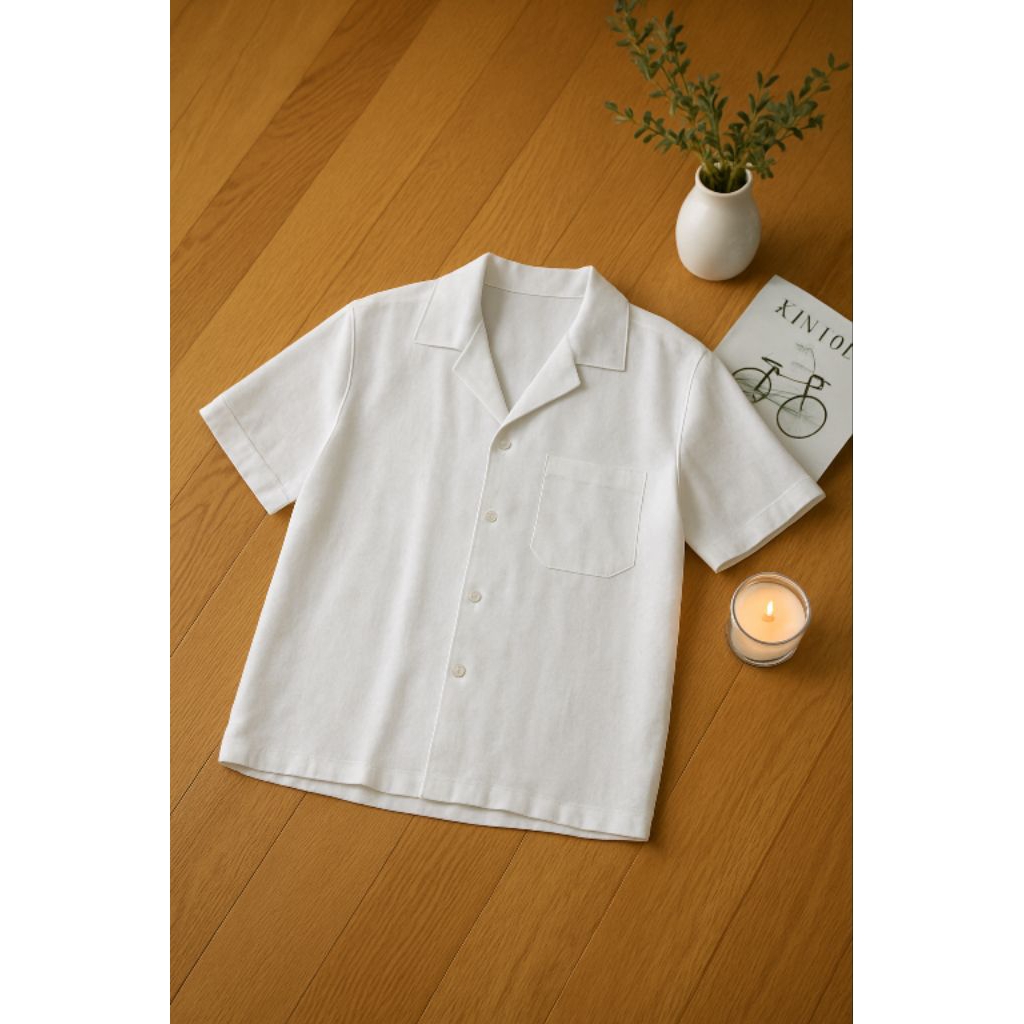 KEMEJA LINEN PRIA BRANDED ORIGINAL 100% - KEMEJA PUTIH - KEMEJA LINEN - KEMEJA LENGAN PENDEK - STYLE