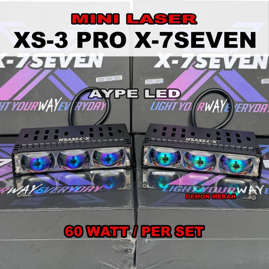 Lampu Tembak Slim XS-3 Pro X-7SEVEN Bluelens Demon Merah Putih Kuning Kipas Driver External