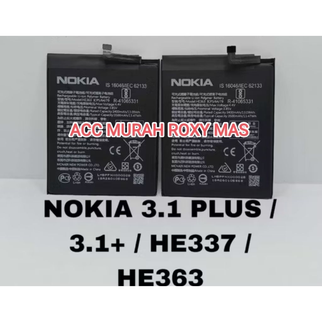 BATU BATRE BATERAI NOKIA 3.1 PLUS MODEL HE363 / HE337 / HE376 ORIGINAL NEW