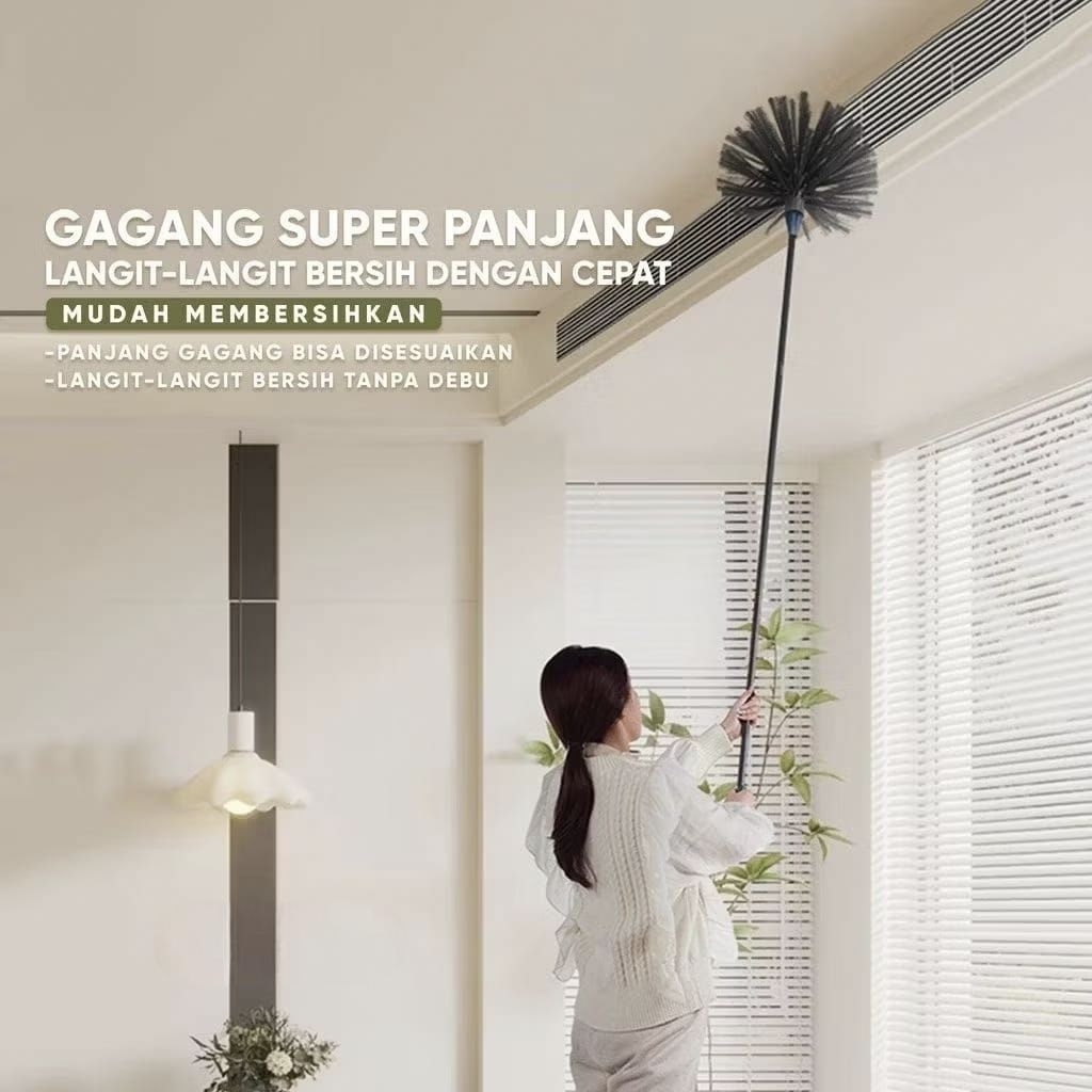 Sapu Atap Plafon Gagang Panjang Pembersih Debu Serangga Langit Langit Sikat Atap
