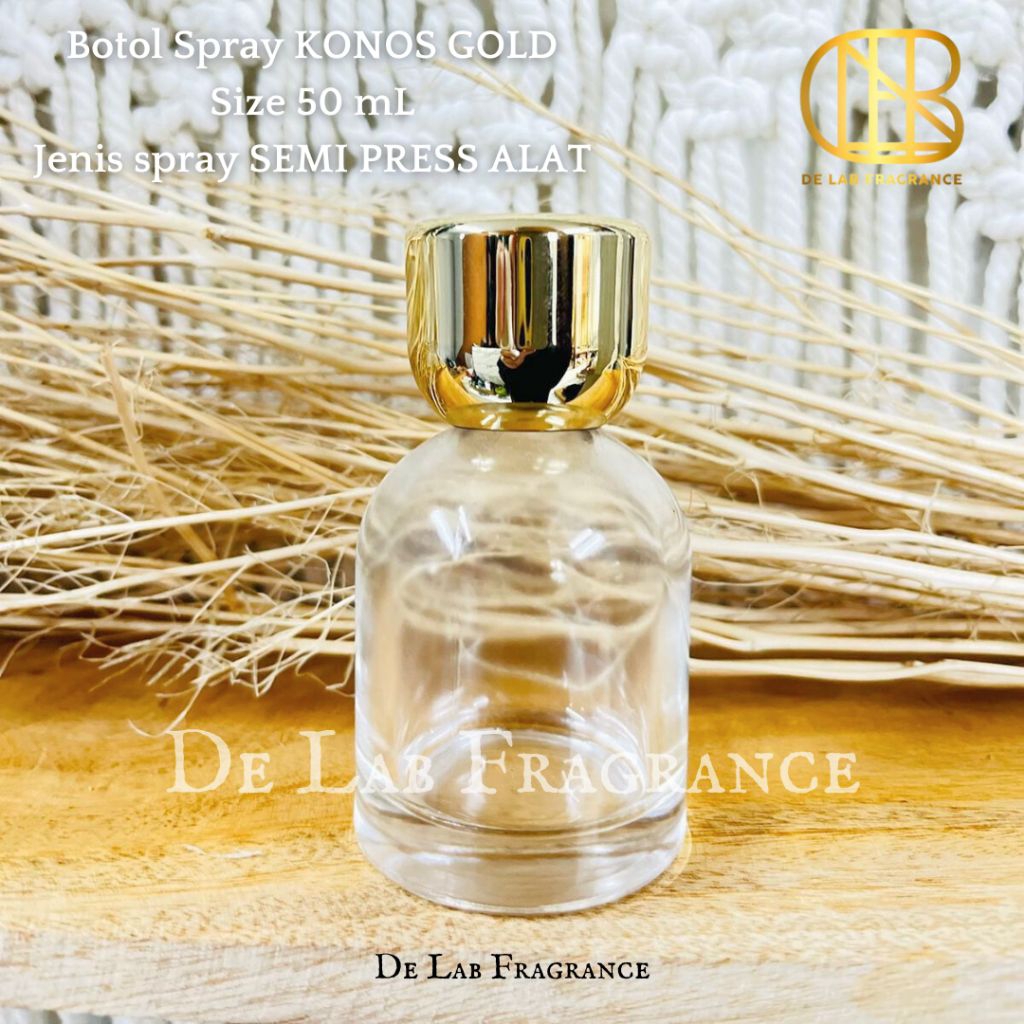 botol parfum konos tutup gold 50 ml semi press/ botol parfum 50 ml/botol parfum exclusive/ botol par