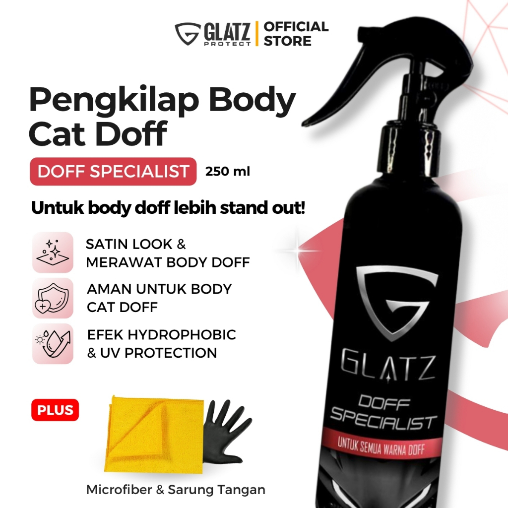 Pengkilap Body Motor Doff Hitam - GLATZ Doff Specialist - Pengkilap Motor Doff Black Merah Putih