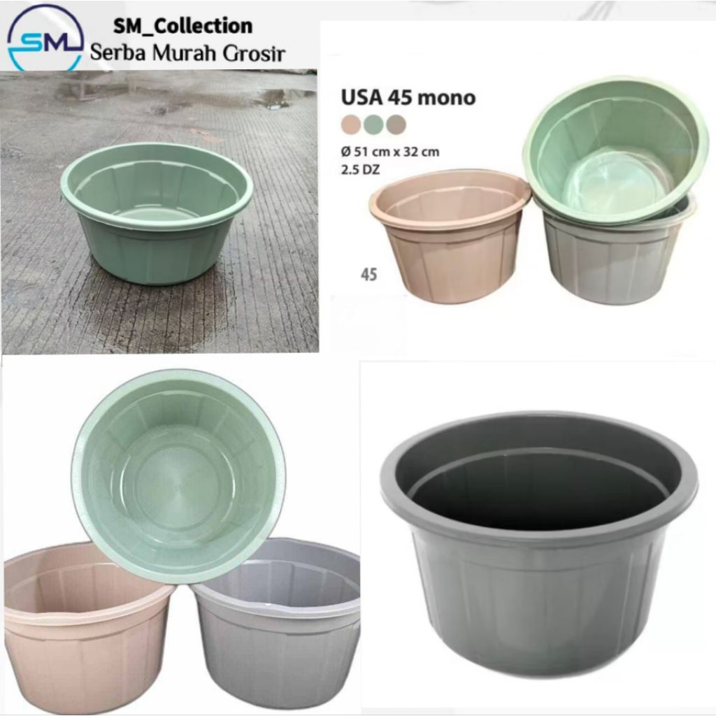 baskom air/bak cucian/tempat air/waskom air/tempat baju kotor/Bak usa mono888 uk 45