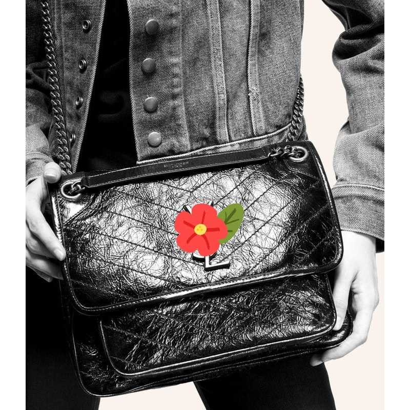 Tas Selempang Wanita Saint Lauurent Niki YSL Medium In Vintage Leather 1:1 & Shoulder bag Handbag Qu