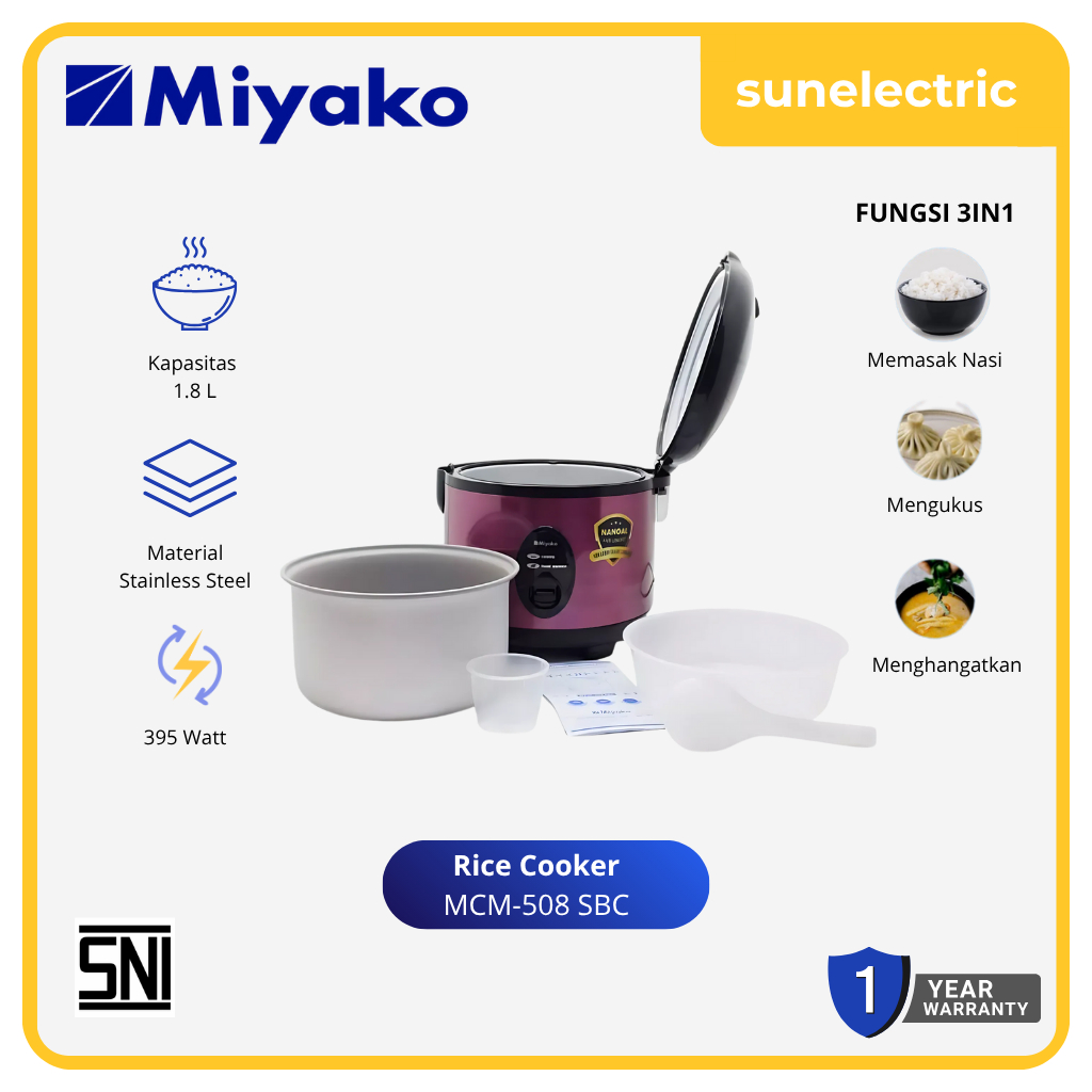 Miyako Rice Cooker MCM-508 SBC  / Magic Warmer 3IN1 Plus 1.8 Liter MCM-508 SBC / MCM 508 SBC / MCM50